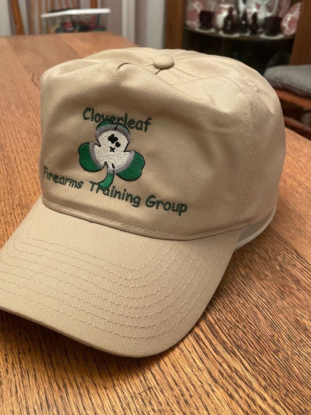 Cloverleaf Firearms Training Group (Idaho) Beige Snapback Baseball Hat Cap